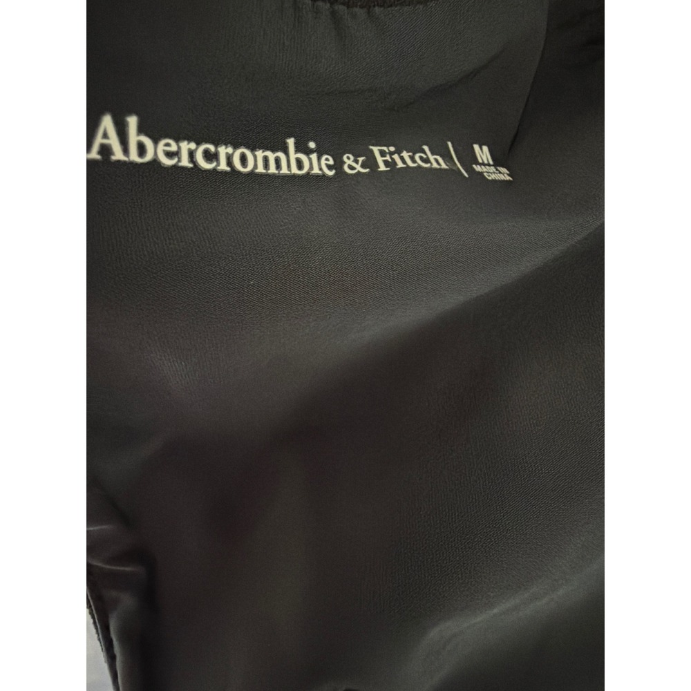 Abercrombie & Fitch Black Ruched Mini Dress Short Sleeve Keyhole Back M - Picture 12 of 16